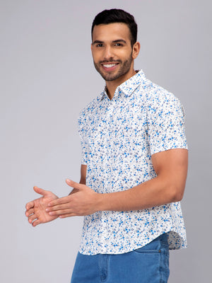 Floral Blue Casual Men's Shirt