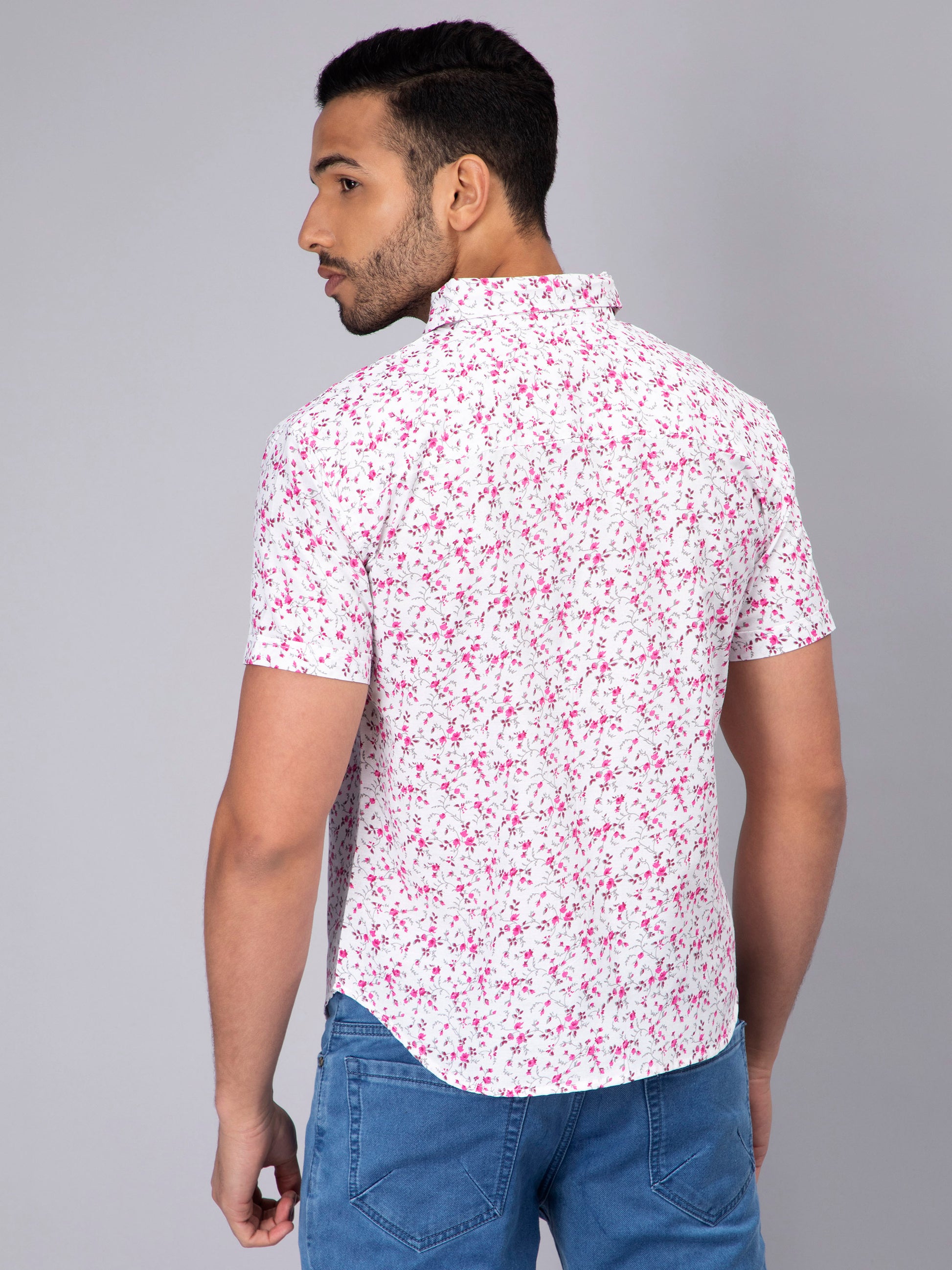 Floral Pink Casual Men's Shirt
