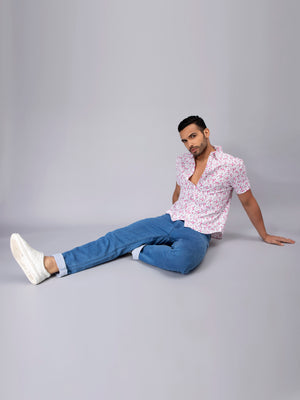 Floral Pink Casual Men's Shirt