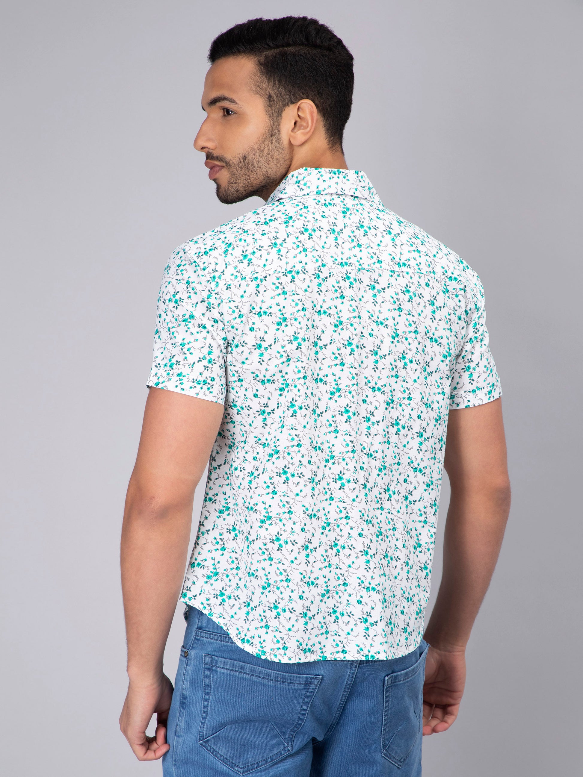 Floral Green Casual Men's Shirt