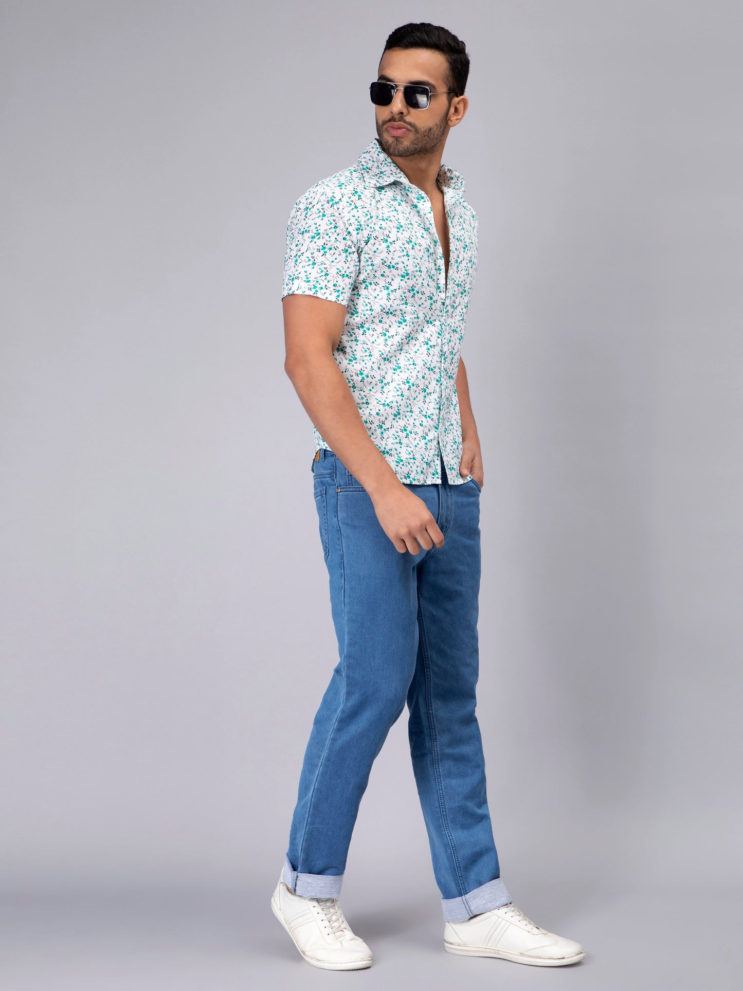 Floral Green Casual Men's Shirt