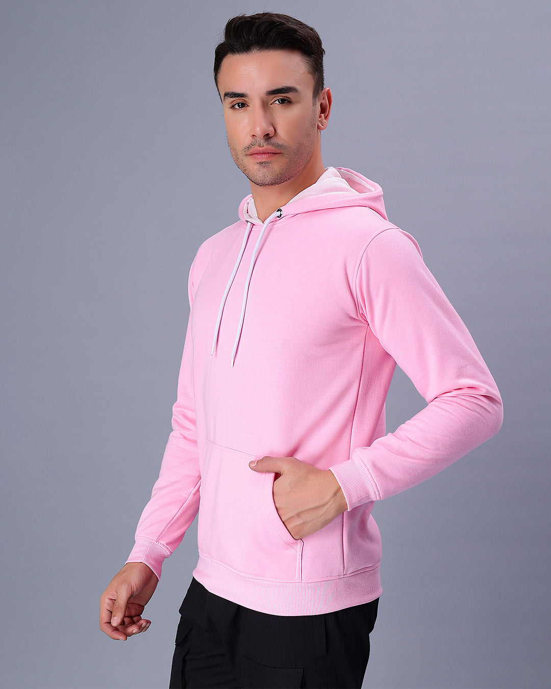 Pink Solid Men's Hoodie