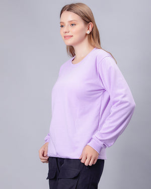 Lavender Solid Women Sweatshirt