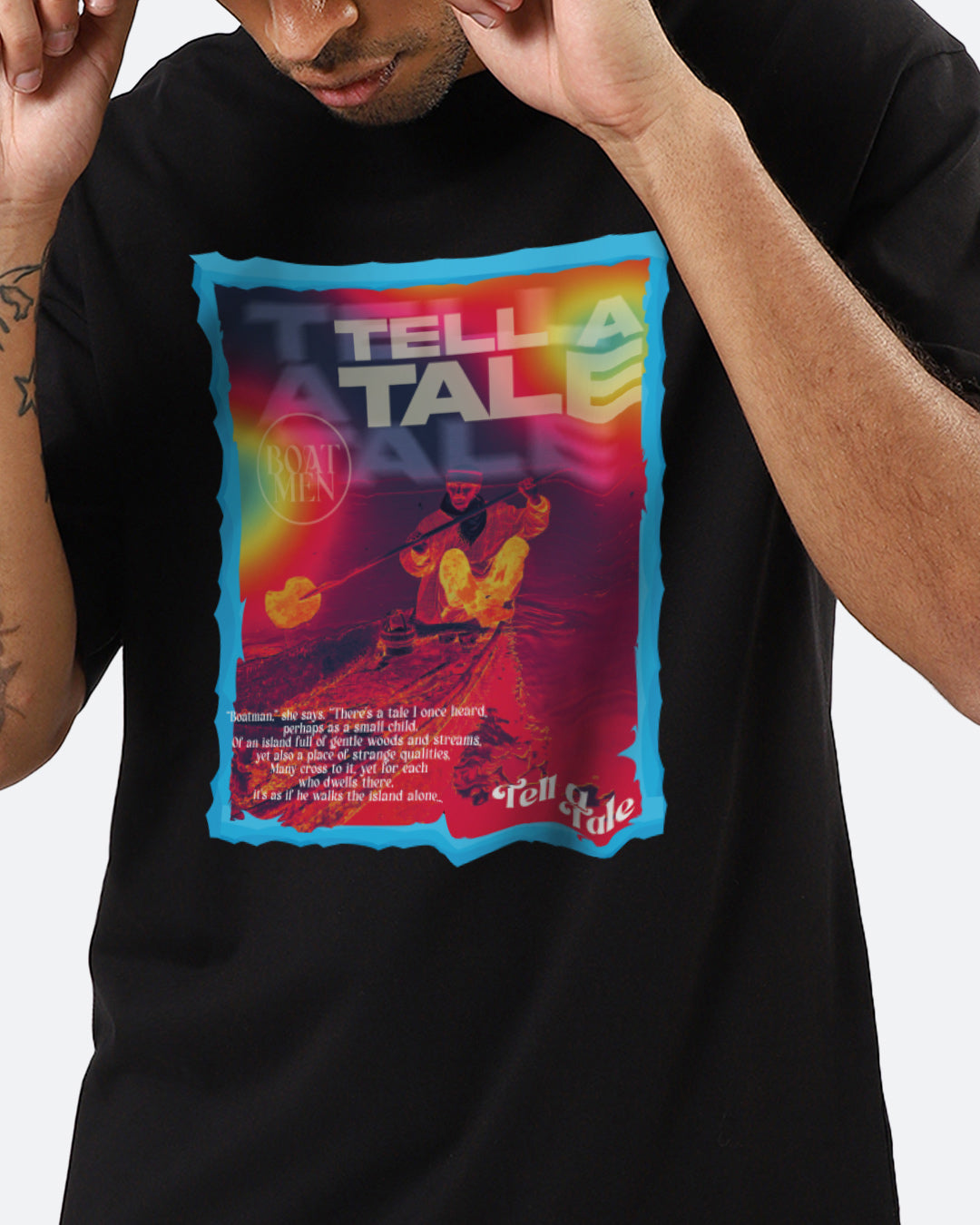 Tell A Tale Black Oversized Men's T-shirt