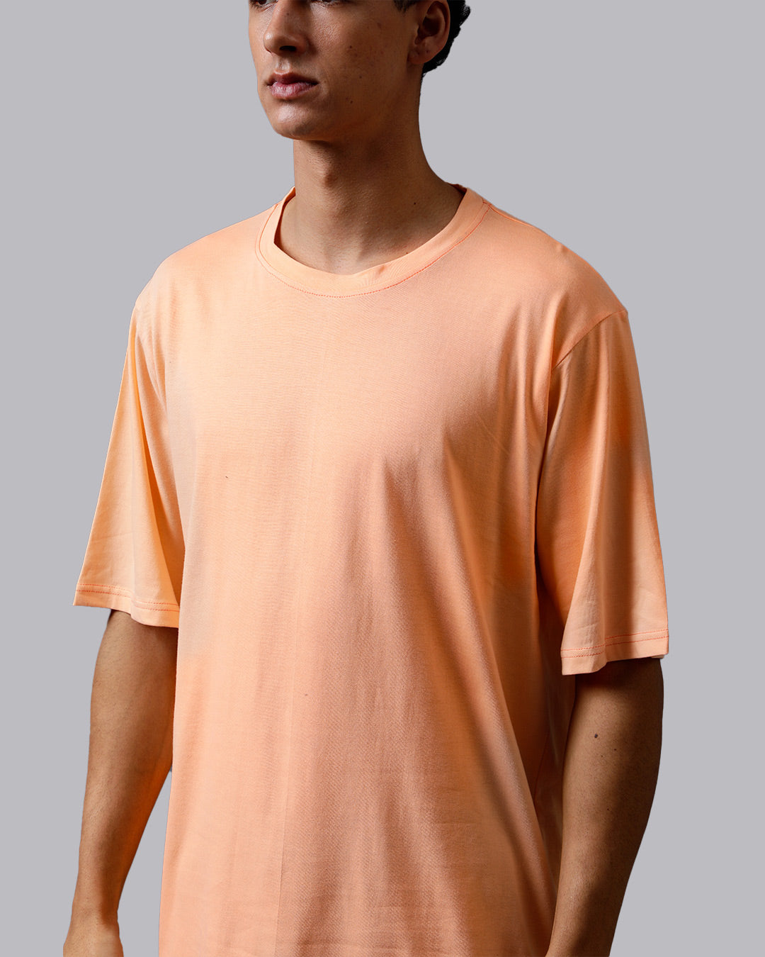 Peach Solid Oversized Men's Tshirt
