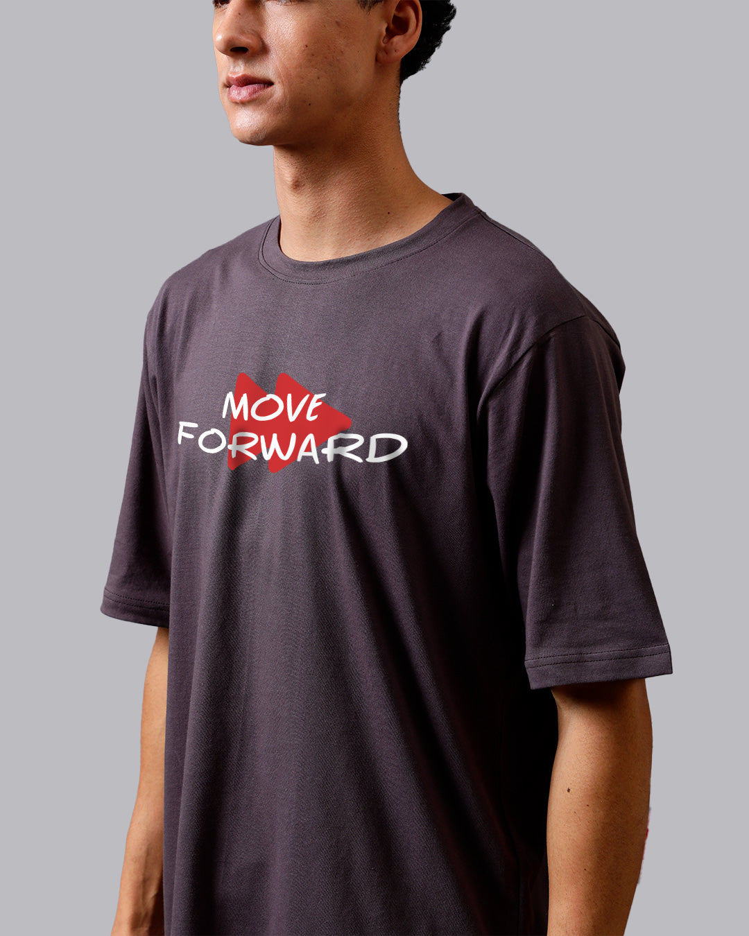 Move Forward Grey Oversized Men's Tshirt