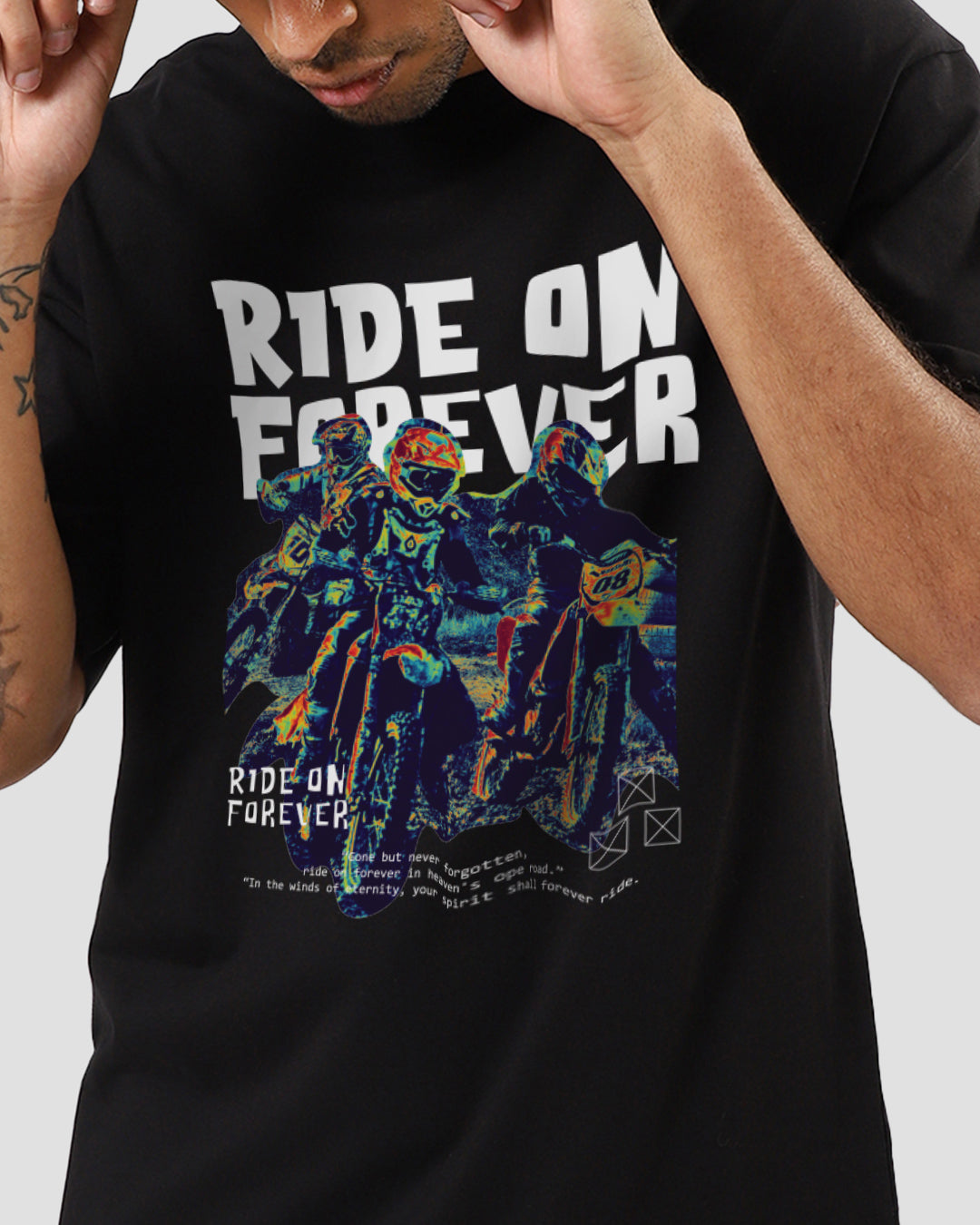 Ride On Forever Black Oversized Men's T-shirt