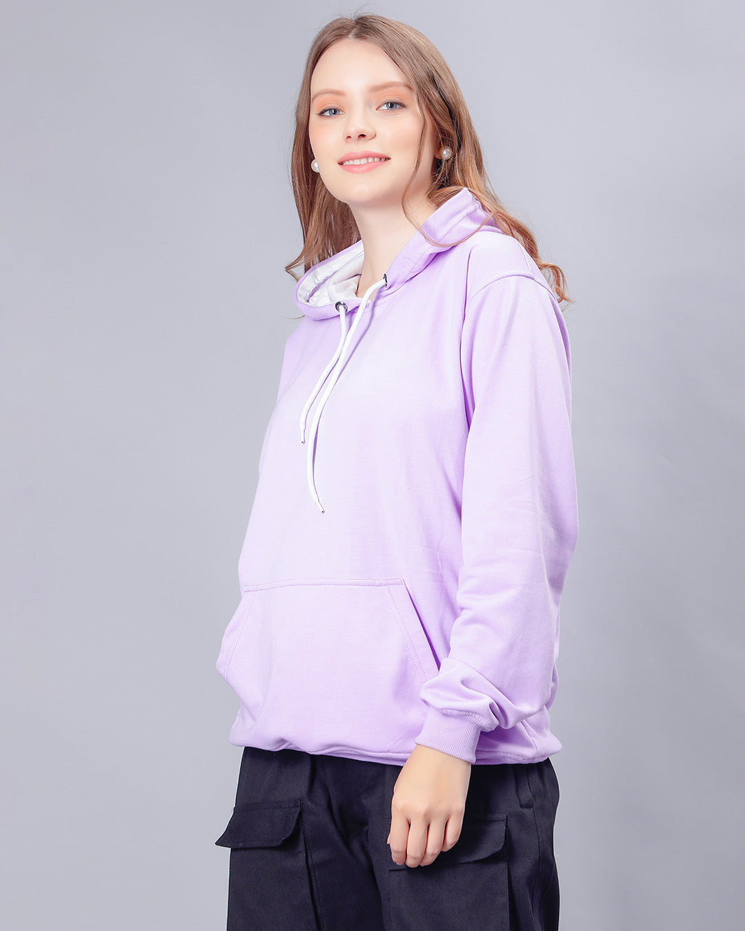 Lavender Solid Women Hoodie