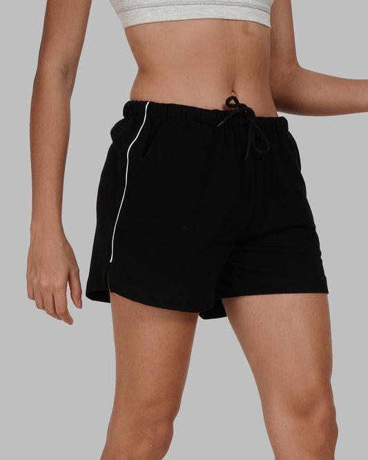 Black with White Stripes Women Shorts
