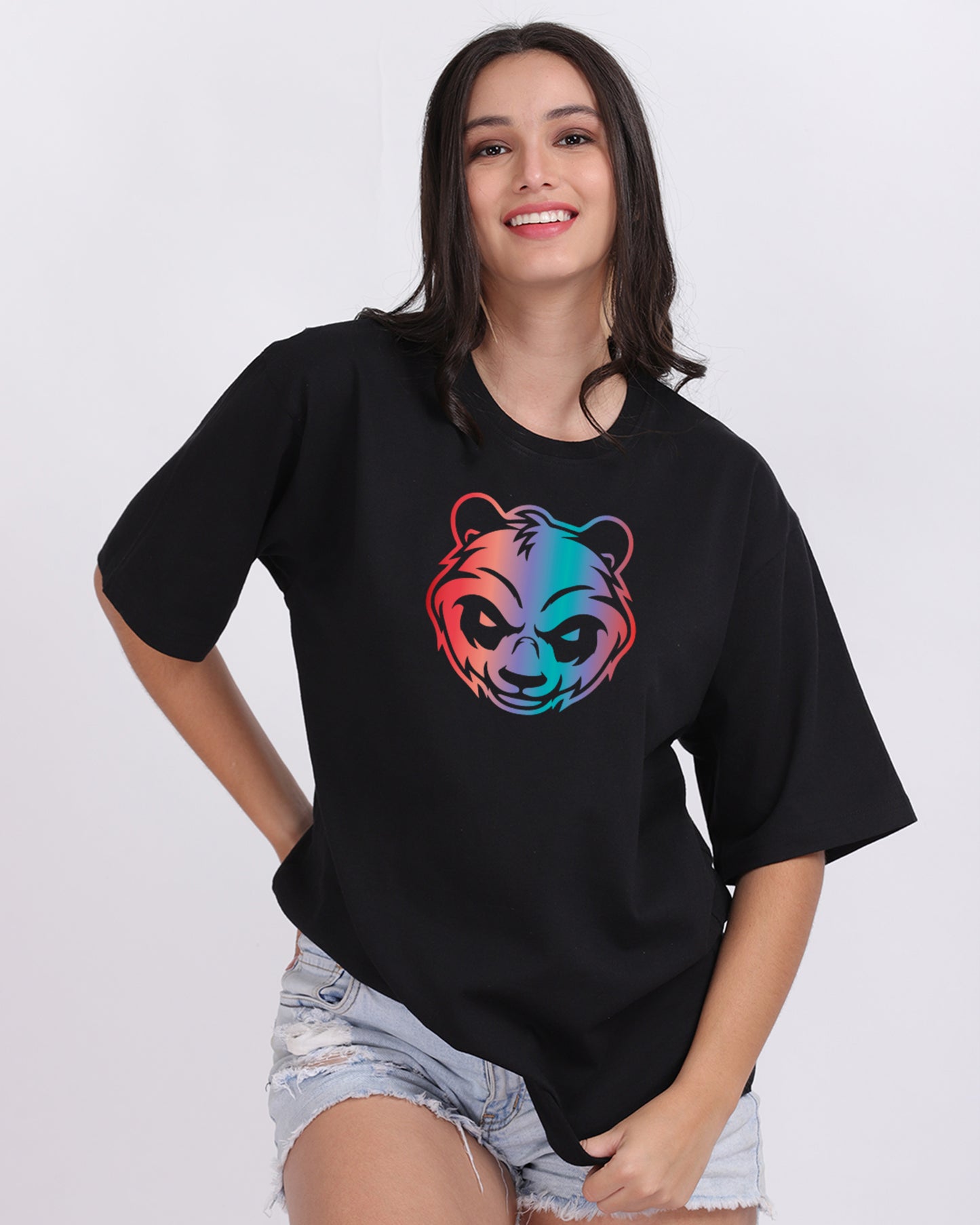 Angry panda Oversized Women Tshirt