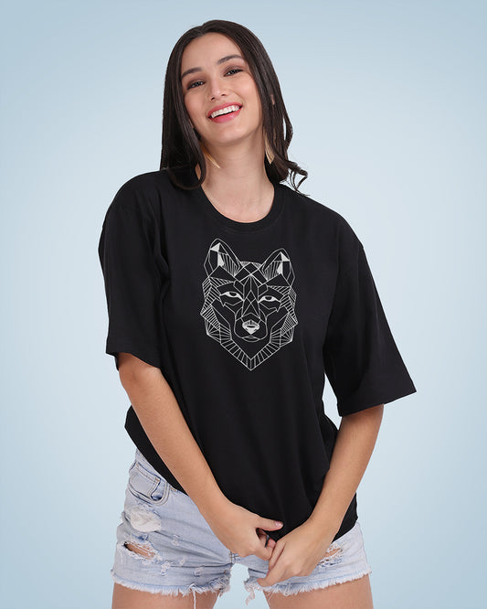 Symmetric Wolf Oversized Women Tshirt