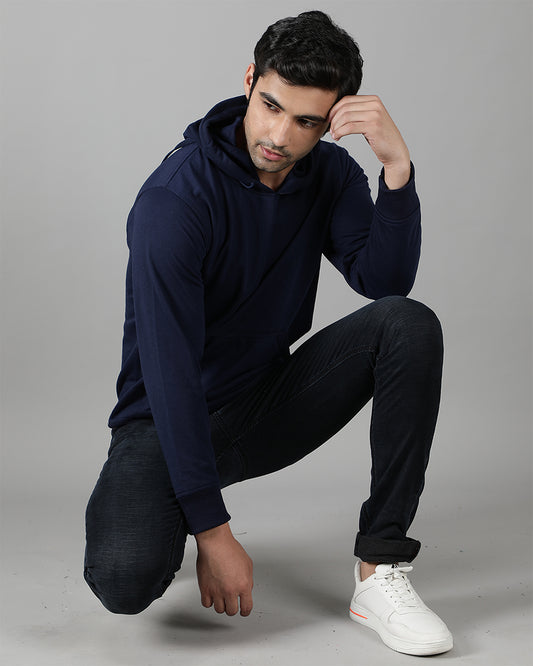 Blue solid Men's Hoodie