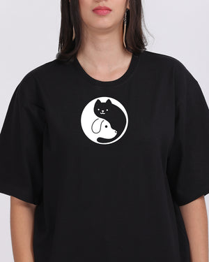 Cat Dog Oversized Women Tshirt