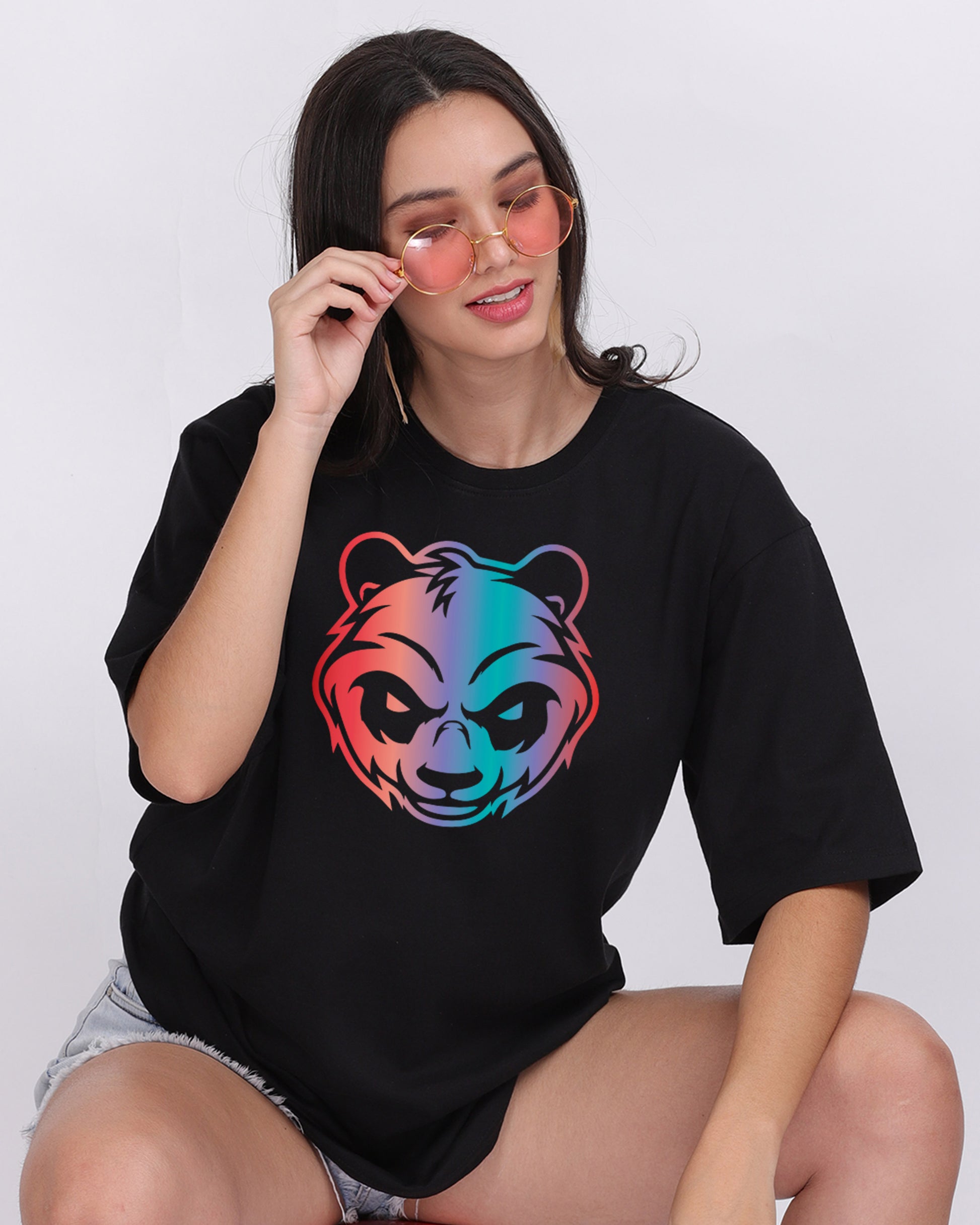 Angry panda Oversized Women Tshirt